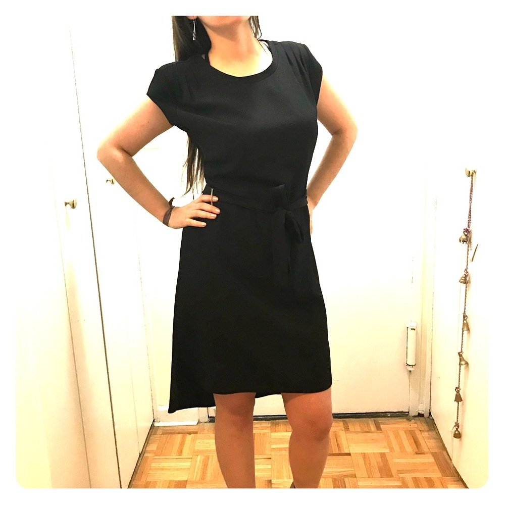 Reiss Black Crepe Dress. High/low. Shoulder Detail